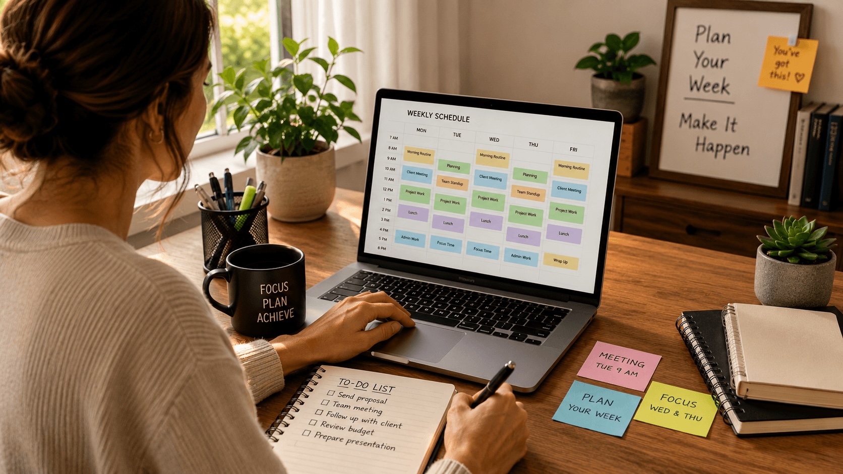 Homeowner reviewing biweekly mortgage payment schedule on laptop