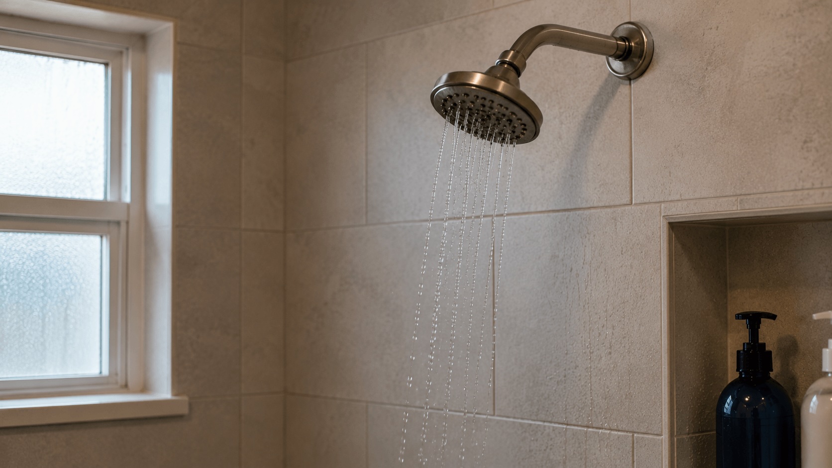 Homeowner cleaning a showerhead to fix low water pressure